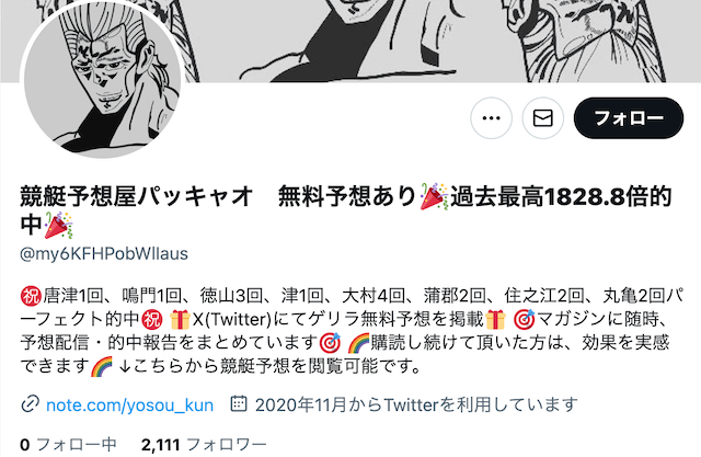 競艇予想屋パッキャオ　Twitter