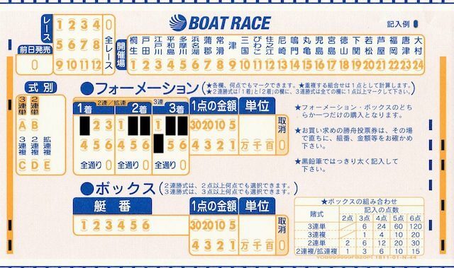 マークシート記入方法　フォーメーション買い「①‐②③‐②③④」