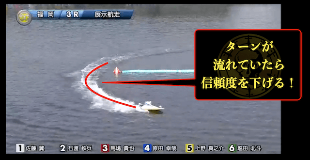 ターンが流れたら出足が悪い
