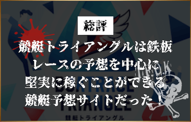 競艇トライアングルは鉄板 レースの予想を中心に 堅実に稼ぐことができる 競艇予想サイトだった!
