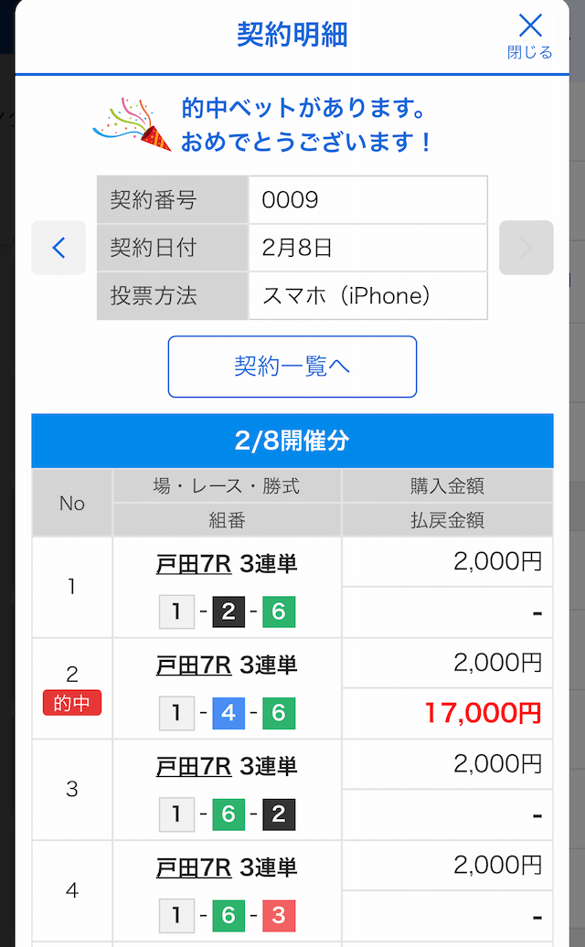 02月08日戸田7R結果と舟券