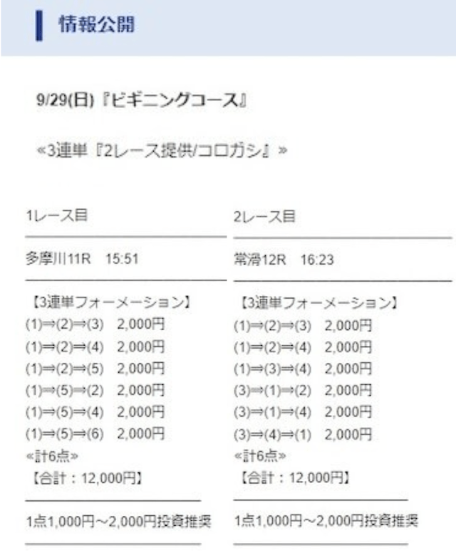 2024年9月29日ヴィーナスボートの有料予想買い目