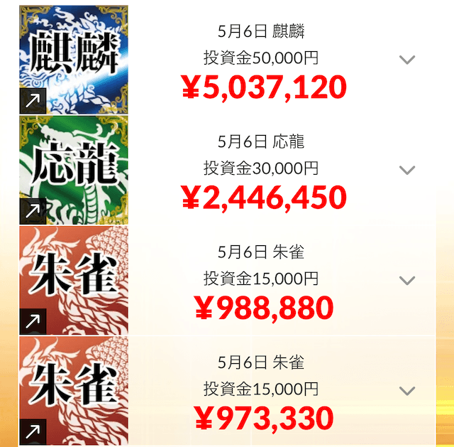 皇艇の的中実績のスクリーンショット
